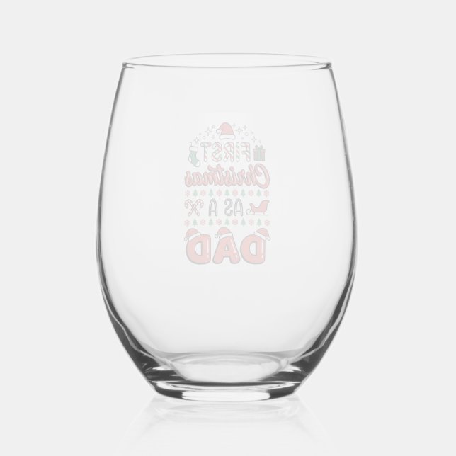 Verre À Vin Sans Pied Premier Noël Papa Fête (Recto)