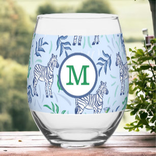 Verre À Vin Sans Pied Preppy Navy Zebra Martinis Blue Monogram