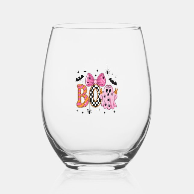 Verre À Vin Sans Pied Preppy Spooky Halloween Boo (Recto)