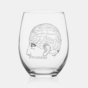 Verre À Vin Sans Pied Psychologie vintage phréologie psychiatrie cerveau