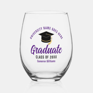 Verre À Vin Sans Pied Purple College Graduation Custom 2025 Graduate