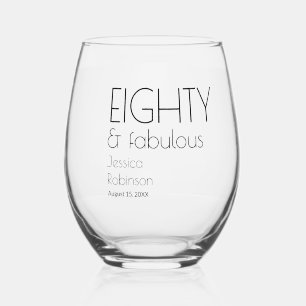 Verre À Vin Sans Pied Quatre-vingts et Fabuleux Moderne 80e Anniversaire