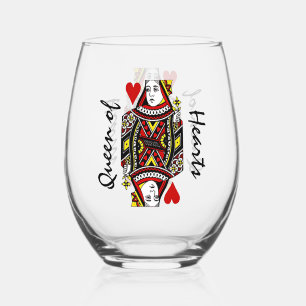 Verre À Vin Sans Pied Queen of Hearts Design Verre sans pierre