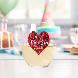 Verre À Vin Sans Pied Red Floral Heart Meilleure Maman Jour des mères mo