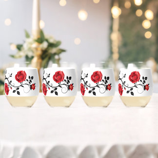 Verre À Vin Sans Pied Red rose