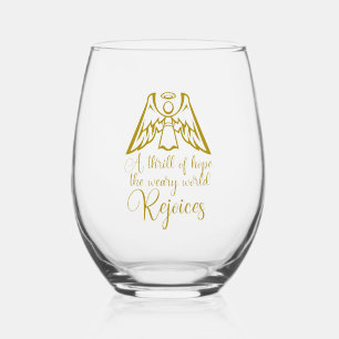 Verre À Vin Sans Pied Réjouissez-vous Ange Élégant Or Noël Religieux