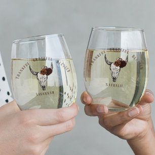 Verre À Vin Sans Pied Remerciements Heureux Béni Western Friendsgiving