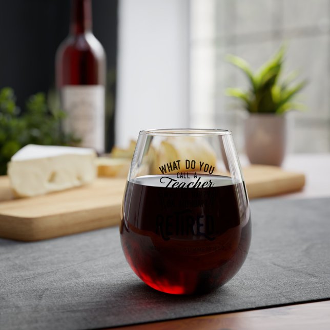 Verre À Vin Sans Pied Retraite personnalisée des enseignants (Retired Teacher Parting Gift Keepsake Personalized Wine Glass)