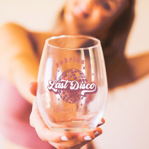 Verre À Vin Sans Pied Retro Dernière Disco Bachelorette Party