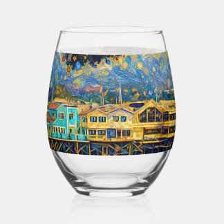 Verre À Vin Sans Pied Rêves dorés inspirés de Klimt pour le port de Mont