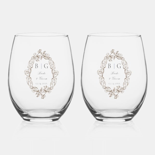 Verre À Vin Sans Pied Rococo Florentine Monogram (Recto)