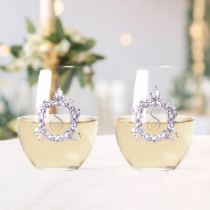 Verre À Vin Sans Pied Romantique, couronne Vintage Personnalisée