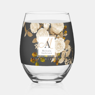 Verre À Vin Sans Pied Rose Grey Monogramme Elégant