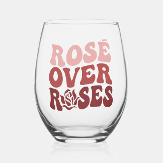 Verre À Vin Sans Pied Rose sur Roses Verre sans pierre