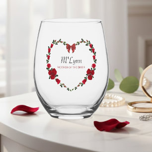 Verre À Vin Sans Pied Roses Rouges Sentimentales Cadeau pour la Mère de