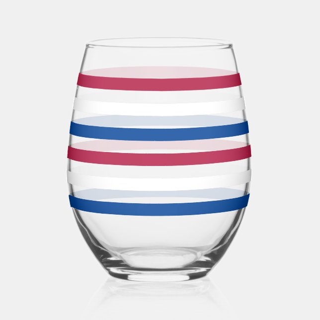 Verre À Vin Sans Pied Rouge, blanc et bleu (Recto)