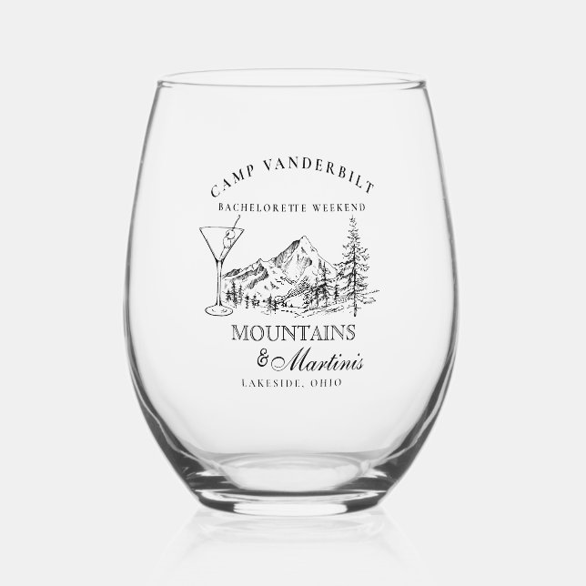 Verre À Vin Sans Pied Rustic Mountain Camping Bachelorette Kit de Vaisse (Recto)