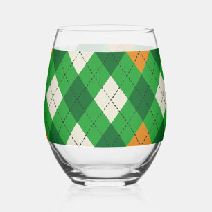 Verre À Vin Sans Pied Saint Patrick's Day couleur Irlandaise argyles