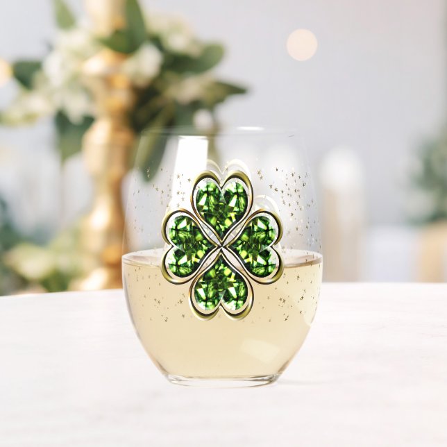 Verre À Vin Sans Pied Saint Patrick's Day Shamrocks chanceux (Insitu (Mariage))