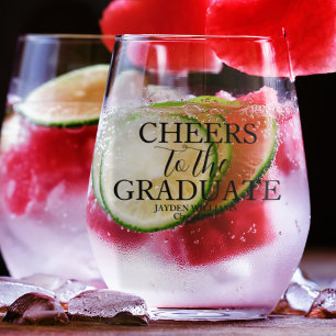Verre À Vin Sans Pied Salue À La Fête De Graduation Personnalisée Gradua