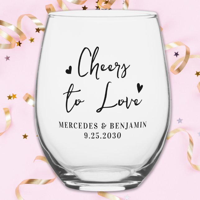 Verre À Vin Sans Pied Salutations Pour Aimer Moderne Minimal Mariage Coe (Créateur téléchargé)