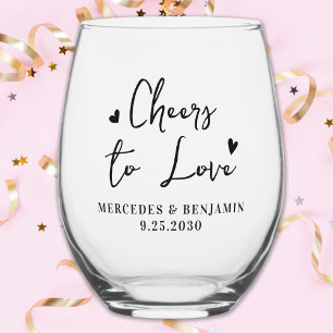 Verre À Vin Sans Pied Salutations Pour Aimer Moderne Minimal Mariage Coe