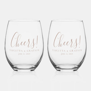 Verre À Vin Sans Pied Santé! Mariage de typographie élégant
