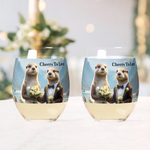 Verre À Vin Sans Pied **"Scellé avec un baiser : Otterly in Love"**