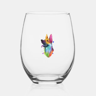 Verre À Vin Sans Pied Schéma de peinture à l'aquarelle arc-en-ciel allem