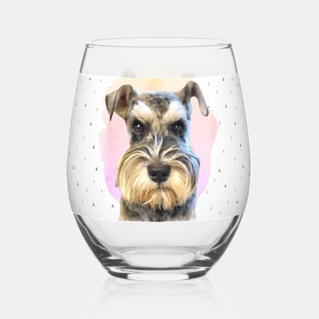 Verre À Vin Sans Pied Schnauzer Miniature Amoureux des chiens mignon ani (Recto)