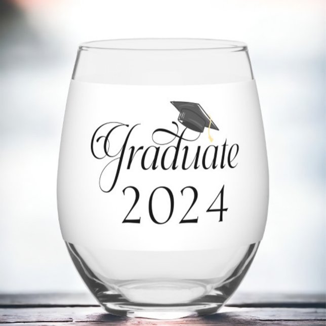 Verre À Vin Sans Pied Script Graduate Casquette Personnalisé Classe de 2 (Créateur téléchargé)