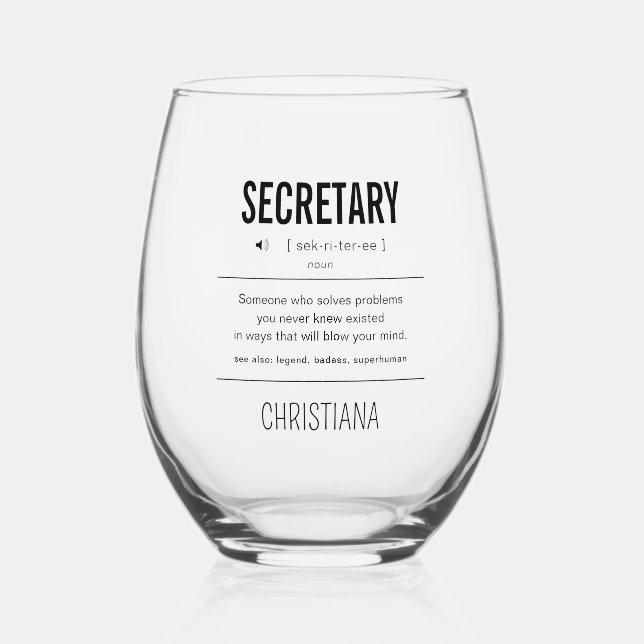 Verre À Vin Sans Pied Secrétaire personnalisé Funny (Recto)