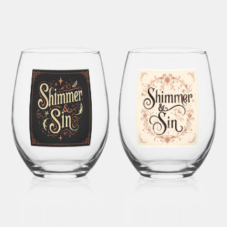 Verre À Vin Sans Pied Shimmer & Sin Gothic Wine Glass Set | Dark Glam