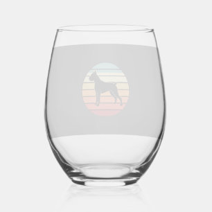 Verre À Vin Sans Pied Silhouette de chien Boxer au coucher du soleil Vin