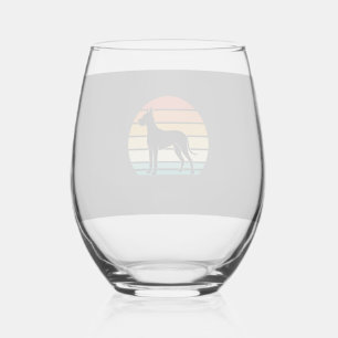 Verre À Vin Sans Pied Silhouette de Grand Danois Rétro Coucher de Soleil