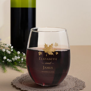 Verre À Vin Sans Pied Simple Élégant Mariage Feuilles D'automne Personna