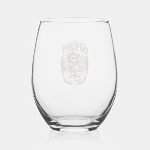 Verre À Vin Sans Pied Société de chats Bar à alcool humour Vintage Vecto
