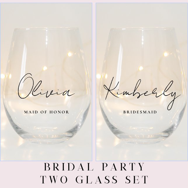 Verre À Vin Sans Pied Soirée de mariée Monogramme stylé (Créateur téléchargé)