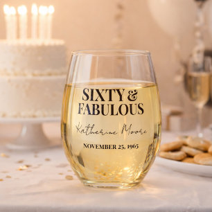 Verre À Vin Sans Pied Soixante ans et Fabuleux 60e fête d'anniversaire