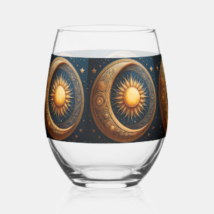 Verre À Vin Sans Pied Soleil et Lune céleste 
