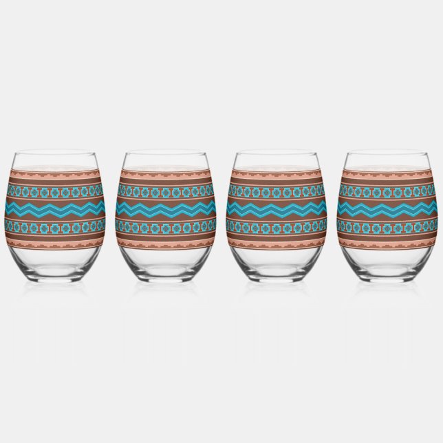 Verre À Vin Sans Pied Southwest Style Geometric Cameron Gorge Design (Recto)