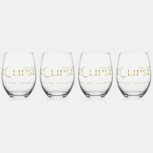 Verre À Vin Sans Pied souvenir commémoratif céleste doré d'Eclipse