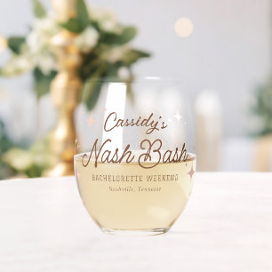 Verre À Vin Sans Pied Stars Rétro Rose Nash Bash Bachelorette