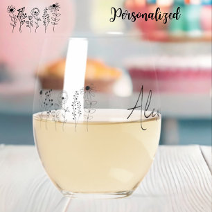 Verre À Vin Sans Pied Stylé Floral Personnalisé Verre de Vin Stemless