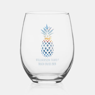 Verre À Vin Sans Pied Sunset Beach Ananas Tropical Vacation Cruise