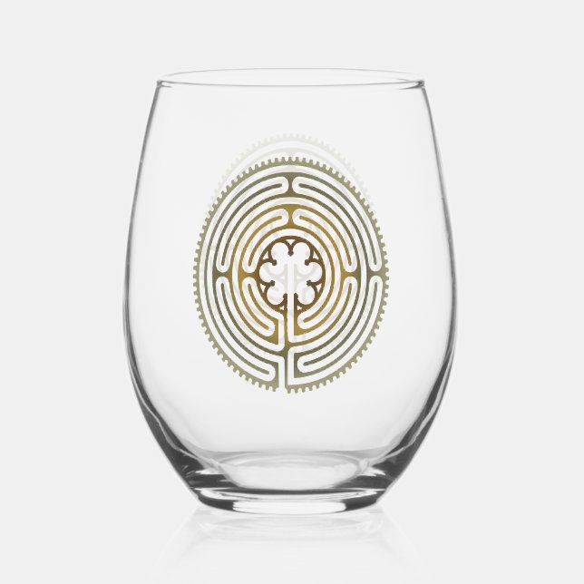Verre À Vin Sans Pied Symbole de géométrie sacrée - Chartres Labyrinthe  (Recto)