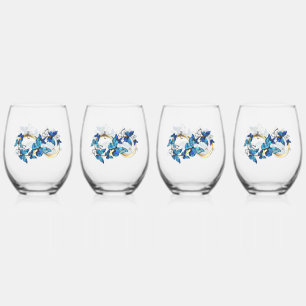 Verre À Vin Sans Pied Symbole infini de papillons Morpho bleus