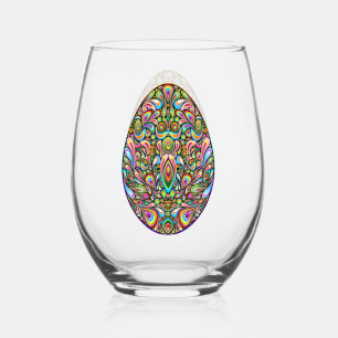 Verre À Vin Sans Pied T-Shirt Bio pour Enfants Motif Psychédélique Œuf d