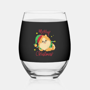 Verre À Vin Sans Pied T-shirt essentiel Pomeranian Noël Joyeux Noël