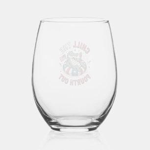 Verre À Vin Sans Pied T-shirt patriotique Chill The Fourth Out Alligator